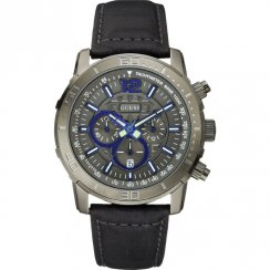 Guess Brickhouse grey dial chronograph leather strap Mens watch W19006G1