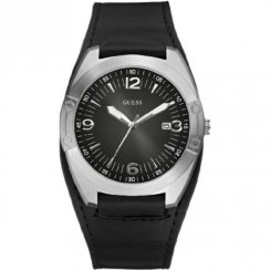 Guess Framed black dial leather cuff Mens watch W75052G1