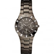 Guess Glisten Grey Dial Gun Metal Bracelet Ladies Watch W0027L1