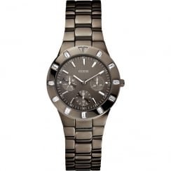 Guess Glisten Grey Dial Gun Metal Bracelet Ladies Watch W0027L1