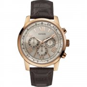 Guess Horizon grey dial chronograph leather strap Mens watch W0380G4