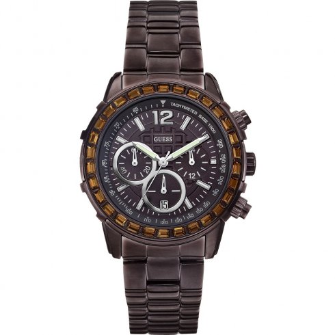 Guess Lady B brown dial chronograph stainless steel bracelet Ladies watch W0016L4