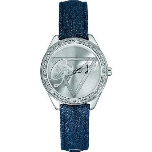 Guess Little Flirt silver dial leather strap Ladies watch W0456L1