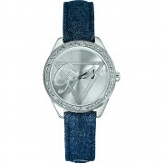Guess Little Flirt silver dial leather strap Ladies watch W0456L1
