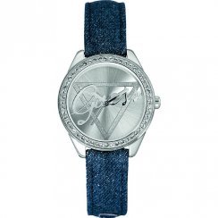 Guess Little Flirt silver dial leather strap Ladies watch W0456L1