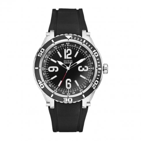 Guess Marathon black dial rubber strap Mens watch W0044G1