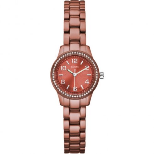 Guess Micro Mini Orange Dial Aluminium Bracelet Ladies Watch W80074L3