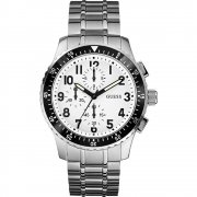 Guess Mission white dial chronograph stainless steel bracelet Mens watch W19007G1