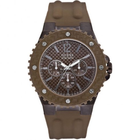 Guess Overdrive brown dial resin strap Mens watch W11619G3