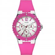 Guess Overdrive pink dial rubber strap Ladies watch W90084L2