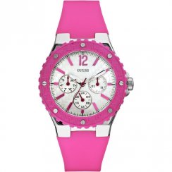 Guess Overdrive pink dial rubber strap Ladies watch W90084L2