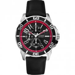 Guess Racer black dial leather strap Mens watch W10602G1
