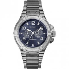Guess Rigor blue dial stainless steel bracelet Mens watch W0218G2
