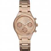 Guess Riviera Rose Gold Dial Stainless Steel Bracelet Ladies Watch W0323L3