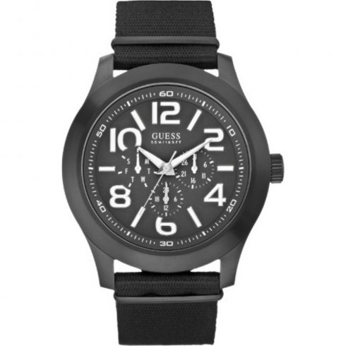 Guess Rugged black dial fabric strap Mens watch W11623G1