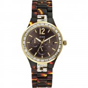 Guess Sparkler brown dial resin bracelet Ladies watch W0078L1