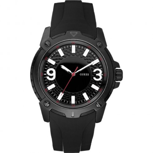 Guess Verve black dial rubber strap Mens watch W10251G1