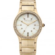 Karen Millen Beige Dial Gold Bracelet with Inlay Ladies Watch KM128CGM