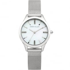 Karen Millen Mother of Pearl Dial Mesh Strap Ladies Watch KM140SMA
