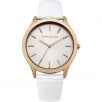 Karen Millen Silver Dial White Leather Strap Ladies Watch KM106WRGA