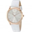 Karen Millen Silver Dial White Leather Strap Ladies Watch KM106WRGA