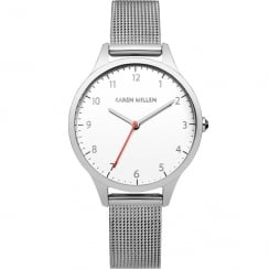 Karen Millen White Dial Mesh Strap Ladies Watch KM118SMA