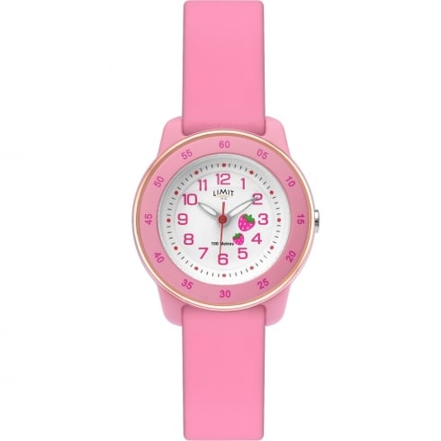 Limit Active Kids White Dial Pink Silicon Strap Girls Watch 6248