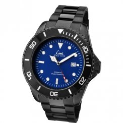 Limit Blue Dial IP Black Stainless Steel Bracelet Mens Watch 5518
