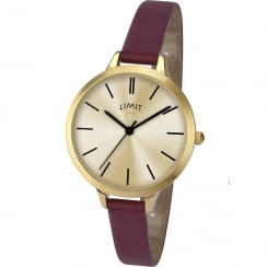 Limit Classic Champagne Dial Berry Strap Ladies Watch 6225