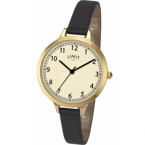 Limit Classic Cream Dial Black Strap Ladies Watch 6229
