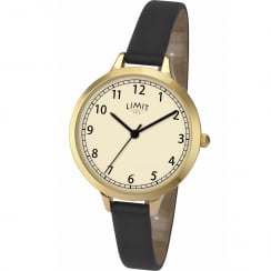 Limit Classic Cream Dial Black Strap Ladies Watch 6229