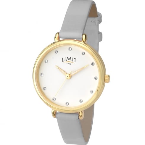 Limit Classic White Dial Grey Leather Strap Ladies Watch 6219