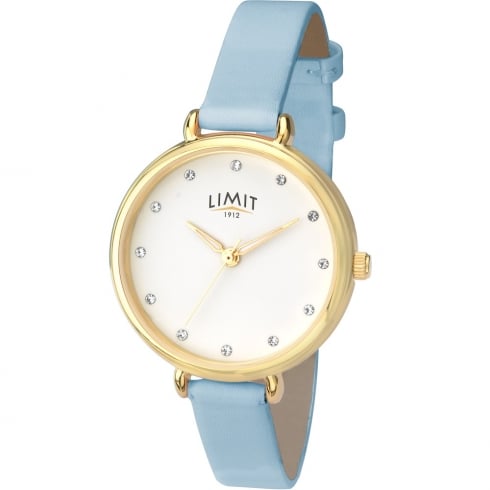Limit Classic White Dial Light Blue Leather Strap Ladies Watch 6220