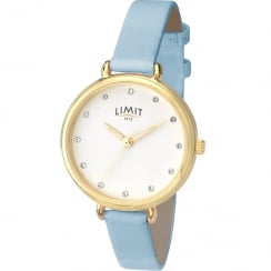 Limit Classic White Dial Light Blue Leather Strap Ladies Watch 6220