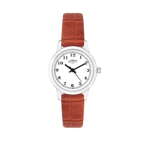 Limit Classic White Dial Light Brown Strap Ladies Watch 60000