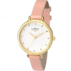 Limit Classic White Dial Light Pink Leather Strap Ladies Watch 6221