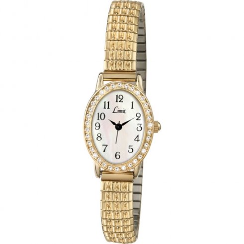 Limit Easy Reader White Dial Gold Expander Ladies Watch 6030
