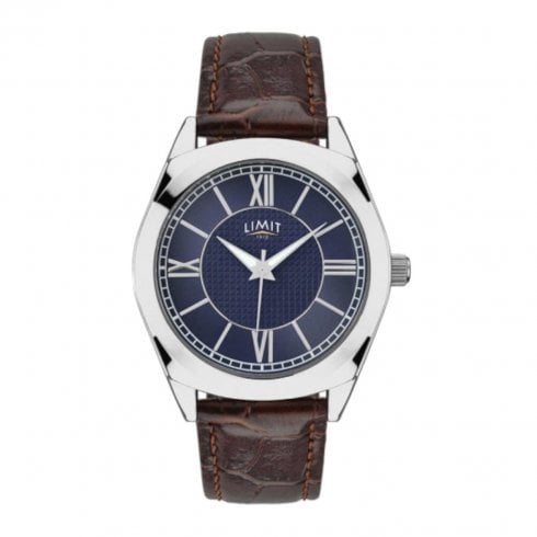 Limit Gents Blue Dial Brown Leather Strap Watch 5962