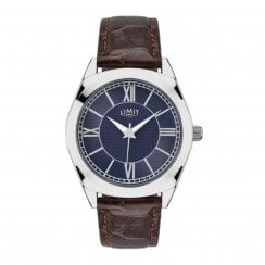 Limit Gents Blue Dial Brown Leather Strap Watch 5962