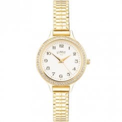 Limit Heather White Dial Gold Expander Ladies Watch 6499