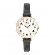 Limit Ladies Gold Classic Mother of Pearl Dial Black Strap Ladies Watch 6494