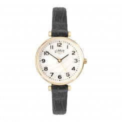 Limit Ladies Gold Classic Mother of Pearl Dial Black Strap Ladies Watch 6494