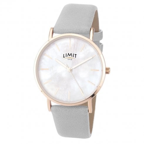 Limit Ladies Mother of Pearl Dial Rose Gold Grey Strap Watch 60049