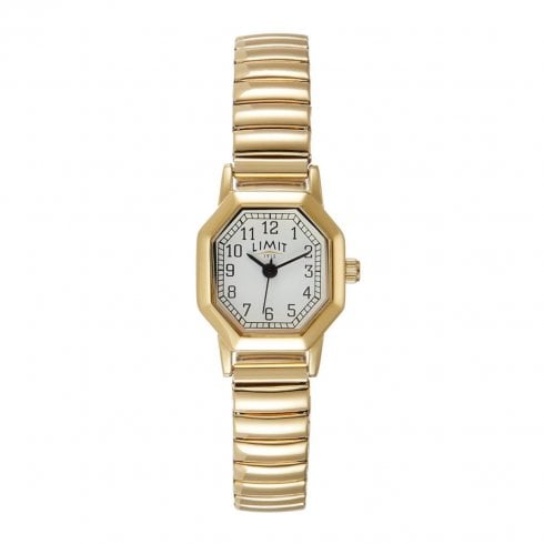 Limit Ladies Octagonal Gold Expander Bracelet Wristwatch 6498