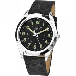 Limit Military Black Dial Black Nylon Strap Gents Watch 5950