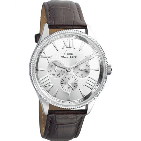 Limit Multifunction silver dial upper leather strap Mens watch 5440