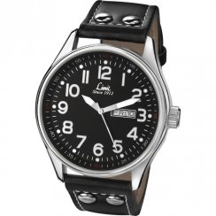 Limit Pilot Black Dial Black Leather Strap Gents Watch 5491
