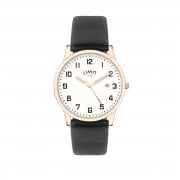 Limit Rose Gold White Dial Black Faux Leather Strap Gents Watch 5742