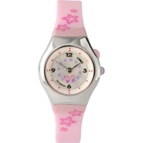 Limit Spinning Disc White Dial Pink Resin Strap Children Watch 6677