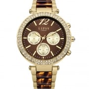 Lipsy Brown Dial Gold Bracelet with Tort Inlay Ladies Watch LP467